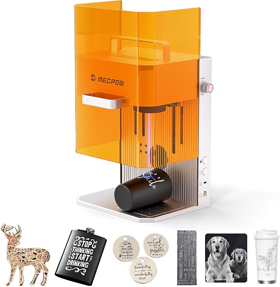 Mecpow X1 2-in-1 Dual Laser Engraver, 5000mm/s Speed Portable Laser Engraving Machine, Infrared Engraver for Jewelry,Metal,Wood,Leather and Acrylic,105x105mm Area,Output Power:0.5mW,Class:1