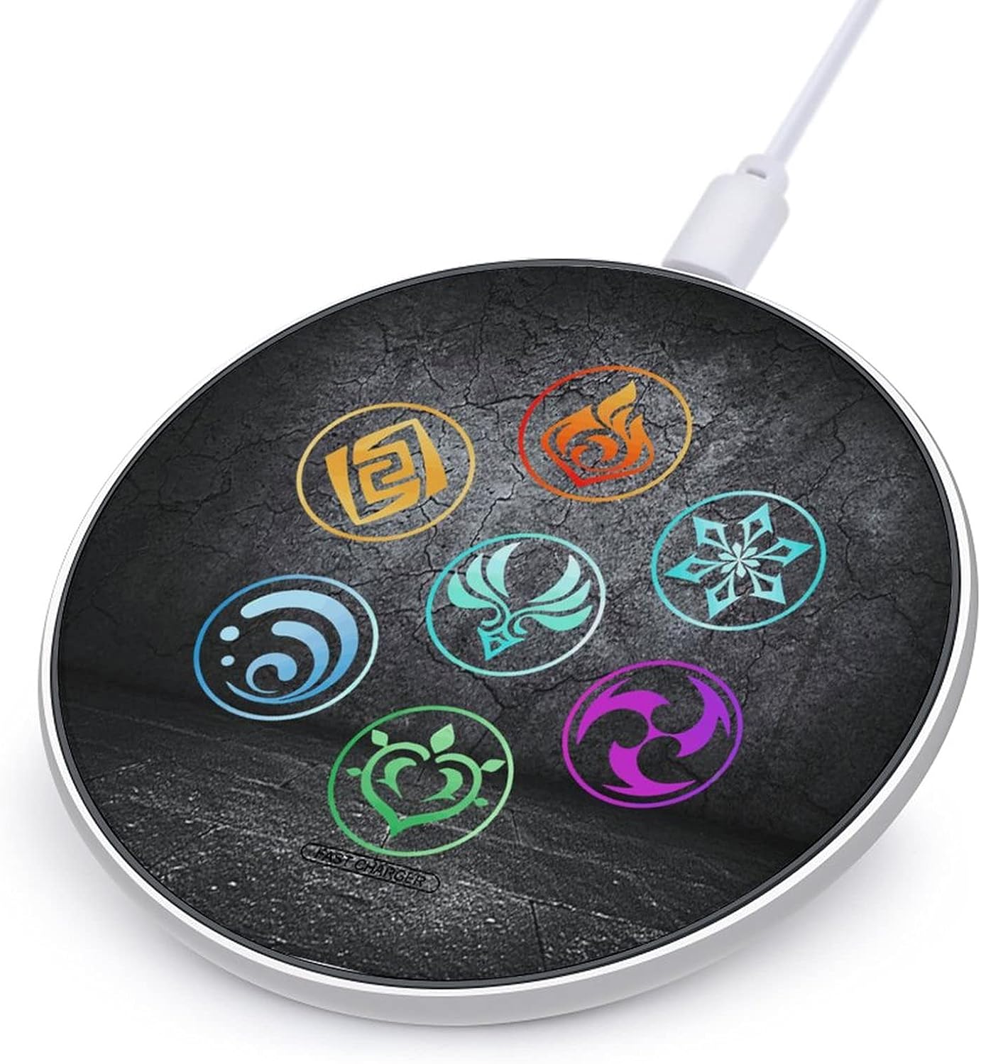 Genshin Impact Fast Wireless Charger Anime Printing Wireless Charging Pad Qi-Certified（10W）Unibody Charging Pad Compatible Compatible with iPhone 1212 MiniSE 21111 ProXS MaxXRX8 Plus,Samsung g