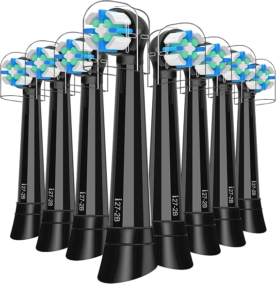 8PCS iO Replacement Heads Compatible with Oral B iO 3 4 5 6 7 8 9 10 Series Electric Toothbrush,IO Toothbrush Heads Compatible with Oral B iO,Medium-Hard bristles Care for Your Teeth,Black