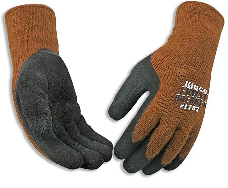 KINCO 1787-S Men's Frost Breaker Foam Latex Form Fitting Thermal Gripping Glove, Small, Brown