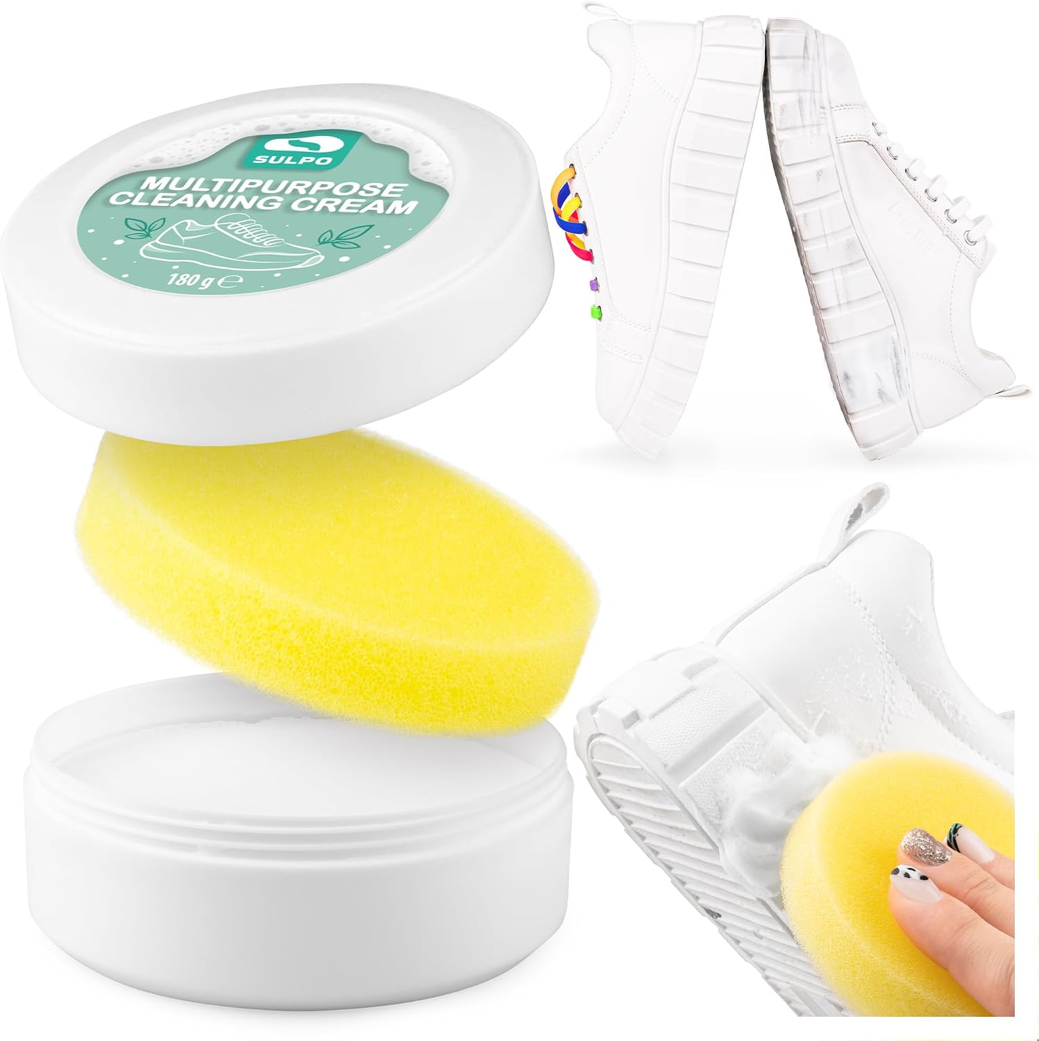 SULPO Sneaker Cleaner Shoe Polish Water-based Sneaker Cleaner for Leather Business & Casual Shoes Removes Dirt & Stains Quick-Drying & Residue-Free