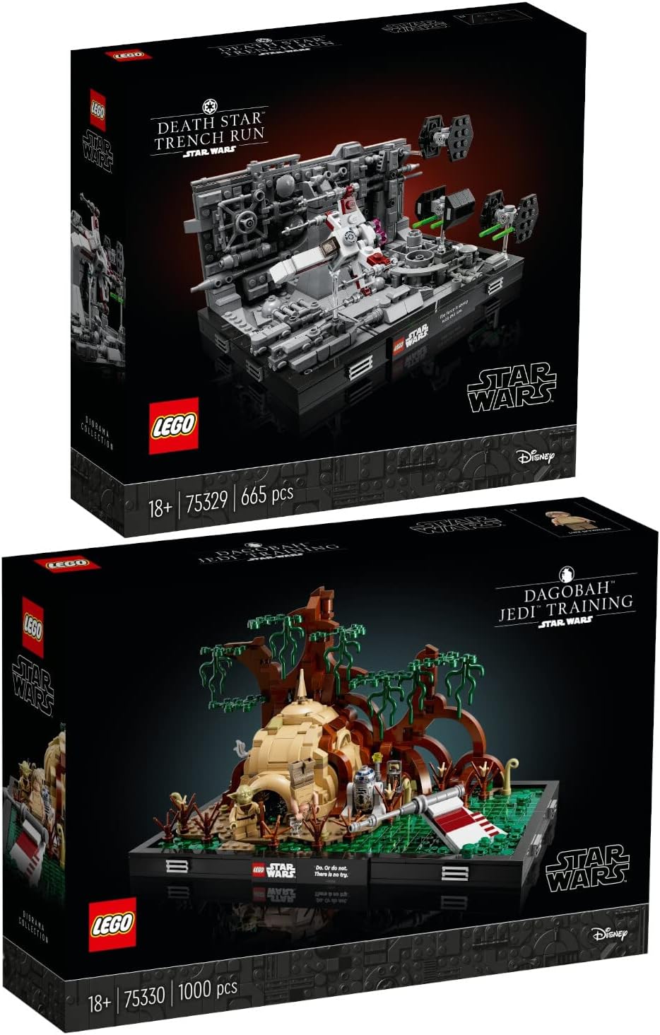 Lego Set of 2: 75329 Death Star Trench Run Diorama & 75330 Jedi Training on Dagobah Diorama