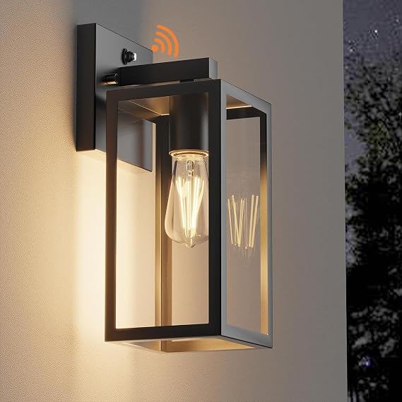 Kalium Dusk to Dawn Porch Outdoor Light, Wall Light Fixtures Waterproof Exterior Wall Sconce Light Fixture with E26 Base for Patio Entryway Hallway (Bulb not Included)