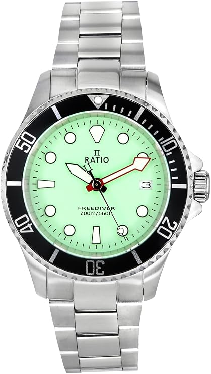 Ratio FreeDiver Sapphire Crystal Diver Watch Japanese Quartz Dive Watch 200m Water Resistant Diving Watch