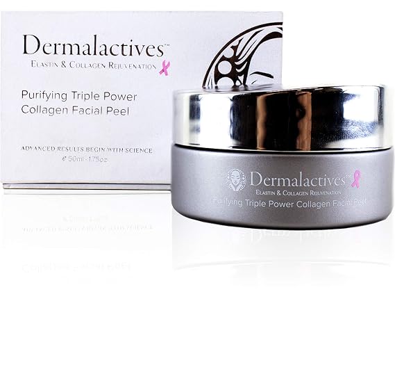 Dermalactives Purifying Triple Power Collagen Facial Peel - Eliminate Clogged Pores and Improve Elasticity Using Protein Rich Collagen and Elastin