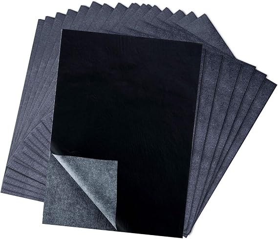50 Sheets Transfer Paper, Black Carbon Paper for Tracing, Graphite Transfer Paper for Copy Paper Wood Canvas Artist Lettering Sketching (A4/8.3 x 11.7 Inches)