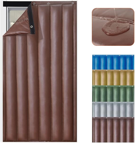 Thermal Insulated Door Curtain, Privacy Curtains with Thermal Weatherproof Waterproof Anti Energy Loss Cold Protection Waterproof for Back Doors, Front Doors and Patio Doors(Brown W28*H79in)