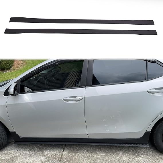 78" x 3" Universal Side Skirt Extension Flat Rocker Panel For Most Vehicles | Brand of Hyper Glory, Universal Style, Carbon Style (Carbon Texture), PP, Side Skirts Extension, Rocker Panel Spoiler