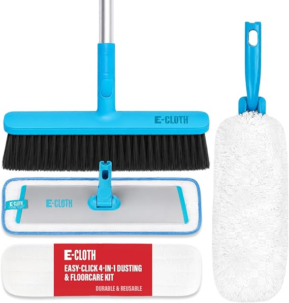 E-Cloth Easy-Click Mop w/ 4 Interchangeable Attachments, 1 Handle + 4 Tools