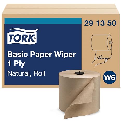 Tork Basic Paper Wiper Natural W6, 4 x 1452 Sheets, 291350 | Roll Towel