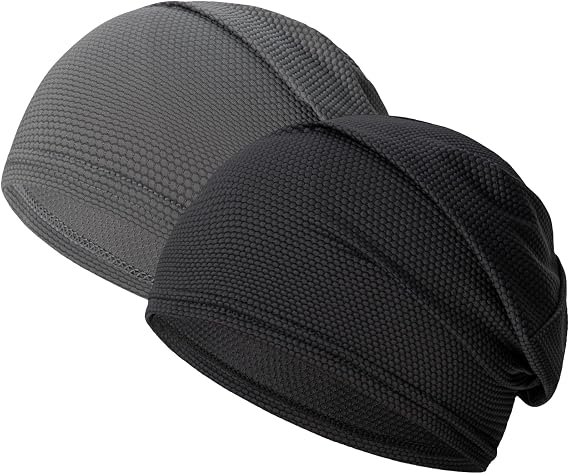 2-Pack Cooling Skull Cap for Women Men, Lightweight Beanie Running Hat, Breathable Sports Cycling Sweat Wicking Caps