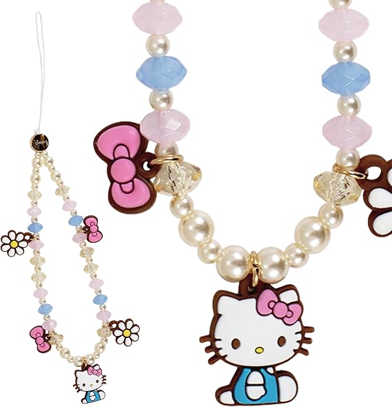 Sonix x Sanrio Beaded Phone Charm | Beaded Wristlet, Universal Phone Strap, and Detachable Cell Phone Lanyard with Silicone Charms | Hello Kitty Pink Bows