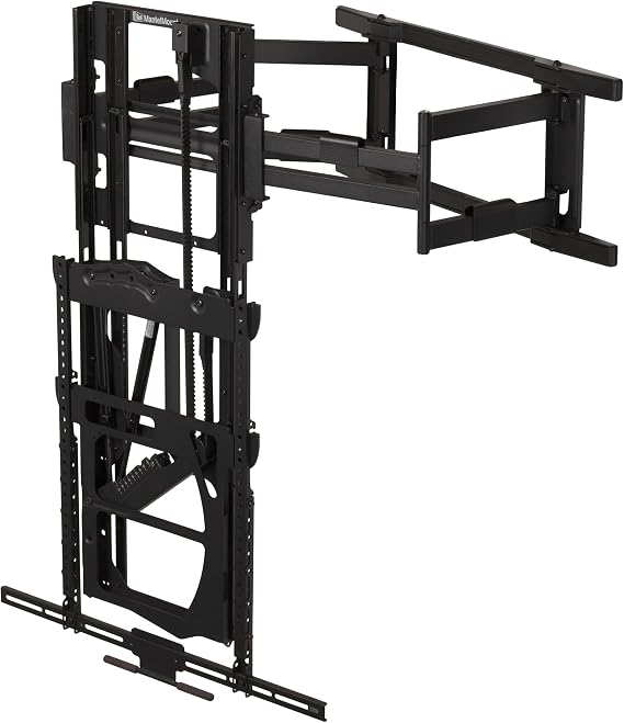 MantelMount-MAX1 Full Motion Pull Down TV Mount-Perfect Above Fireplace, 29" Vertical Drop, 40 Swivel L/R, Stop Anywhere Tension Design, 3" Flush to Wall, for TVs 50"-86" to 90 lbs.
