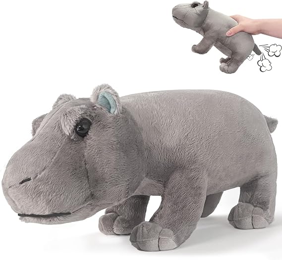 Hippo Plush Toy, Farting Plush Toy, Cute and Funny Animal Plush Toys, Lively Atmosphere Toys, Interesting Gifts for Kid and Colleagues on Birthdays, White Elephant Day, April Fools' Day, Thanksgiving