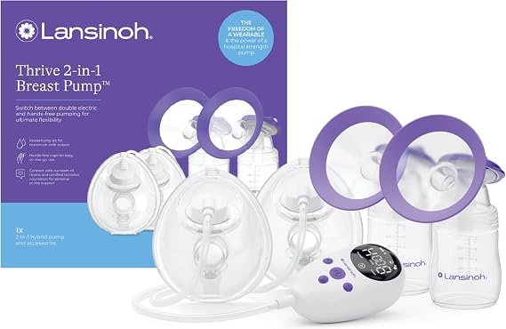 Lansinoh Thrive 2-in-1 Breast Pump, Electric & Hands-Free Wearable Cups
