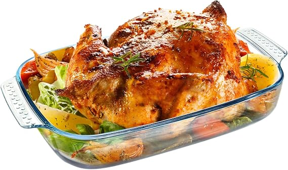 Clear Glass Baking Dish for Oven, Oblong Casserole Dish Rectangular Baking Pan Glass Bakeware,1 Piece (3 Quart)