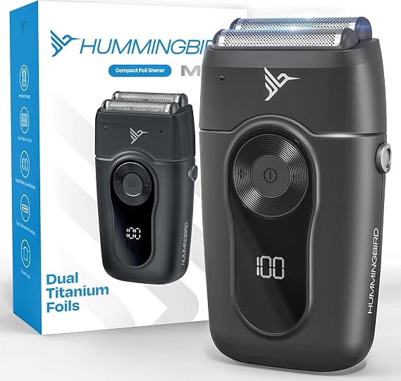 HUMMINGBIRD MK2 Compact Foil Shaver No Nick, No Cut, No Razor Burn Face Shaver for Men, Portable USB C Rechargeable, Dual Foil Flex Head Electric Razor