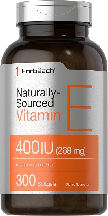 Horbaach Vitamin E Supplement | 400 IU (268mg) | 300 Softgel Capsules | D-Alpha Tocopherol | Non-GMO & Gluten Free Formula