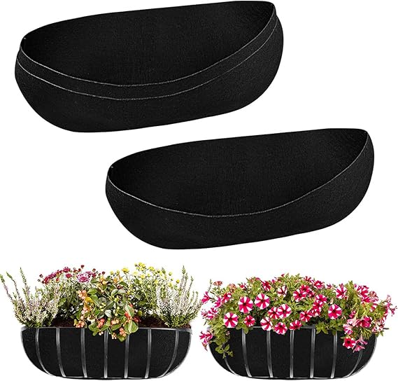 3PCS Planter Liners Fabric Trough Plant Liners, 24/30/36Inch Flower Basket Liners Replacement Felt Liner Coconut Liners Alternative for Window Wall Hanging Basket Planter (36inch)