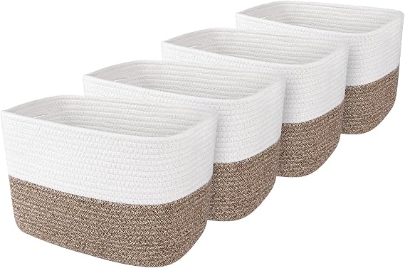 WISELIFE Storage Basket 4 Pack, Laundry Basket, Blanket Basket, Cotton Rope Basket and Woven Baskets for Organizing, toy storage for Living room, laundry room, Bedroom, Nursery