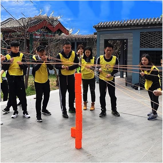Team Building Block Tower Game, No-Assembly Team Tower Challenge Kit - Indoor/Outdoor Leadership Development Game(Yellow,8PCS)