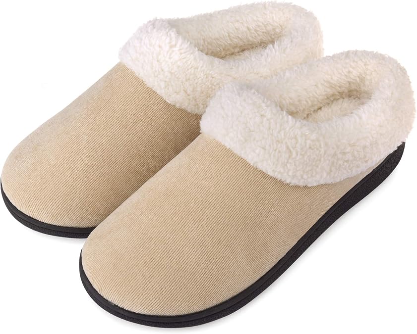VONMAY Women's Fuzzy House Slippers, Cozy Memory Foam Indoor Outdoor Shoes
