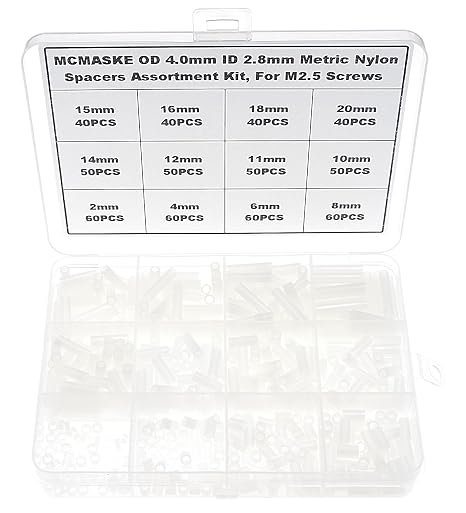 600PCS OD 4mm(0.157") ID 2.8mm(0.11") Nylon Round Unthreaded Spacers Standoffs Assortment Kit, Wall Plate spacers for M2.5 Screws,Clearance Spacers(White)