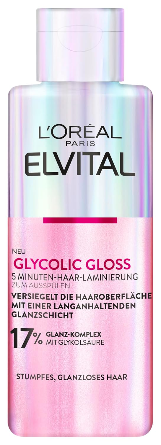 loréal paris elvital glycolic gloss 5 minute hair lamination for dull and dull hair glossing to improve hair quality and for more shine hair sealing with glycolic acid 200 ml