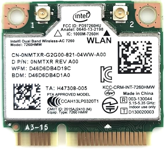 Intel 7260.HMW Dual Band Wireless-AC 7260 Network Adapter PCI Express Half Mini Card 802.11 b/a/g/n/ac