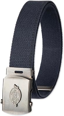 Dickies mens Fabric Web Plaque Logo Buckle Belt - One Size Cut-to-fit- Fits Up to Size 42 Waist