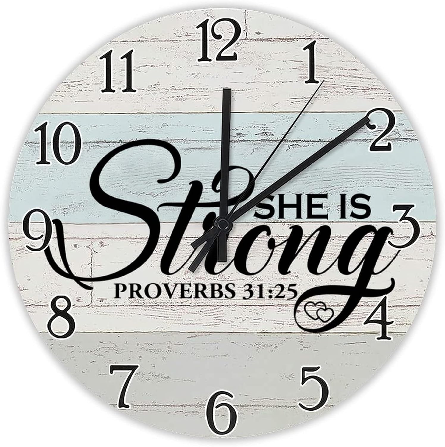 She is Strong Proverbs 31 Clock Bible Verse Wall Clock Religious Quote Art Wooden Clock Christian Inspirational Saying Personalized Rustic Wood Clock Christian Thanksgiving for Her