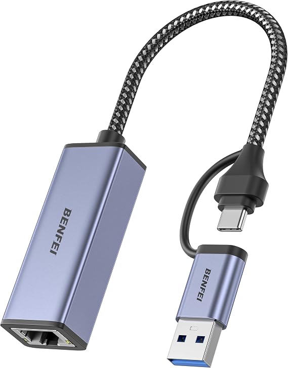 BENFEI Ethernet Adapter, USB 3.0 to RJ45 1000Mbps Gigabit LAN Adapter Compatible for MacBook, Surface Pro, PC with Windows7/8/10, XP, Vista, Mac[Aluminium Shell&Nylon Cable]