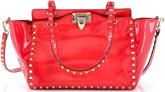 Pre-Loved Rockstud Tote Soft Patent Medium, Red