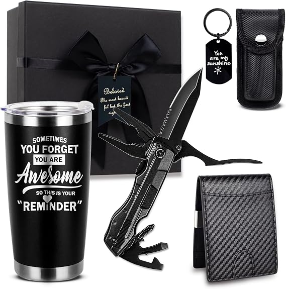 Birthday Gifts for Men Funny Christmas Gifts Baskets for Him Fathers Day for Dad Anniversary Who Have Everything for Husband, Boyfriend, Brother, Son, Grandpa Tumbler Multitool Gift Set
