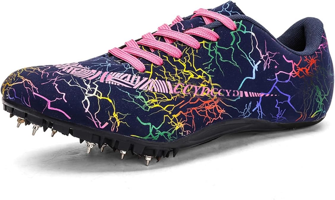 Men's Track Spike Shoes Lightweight Breathable Running Sneakers for Distance Sprinting Athletic Training Jumping Track and Field Suitable for Women and Girls