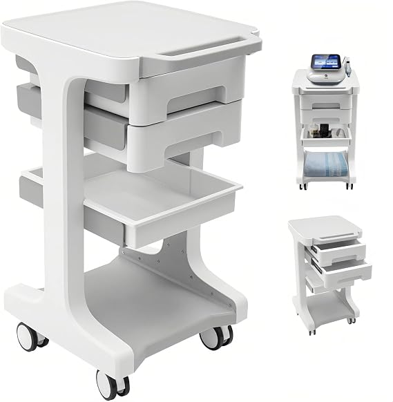 Professional 3 Tier Large Medical Rolling Cart with Wheels, Grey