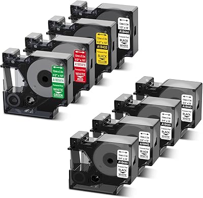 Compatible with Dymo 18445 18444 18432 1805414 1805416 Vinyl Tape 34 12 Inch, 8-Pack