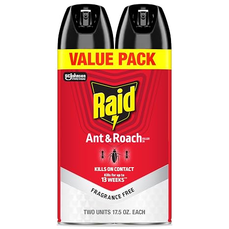 Raid Ant & Roach Killer 26, Fragrance Free Bug Killer for Home Use, Kills Bugs on Contact, 17.5 Oz, 2 Count