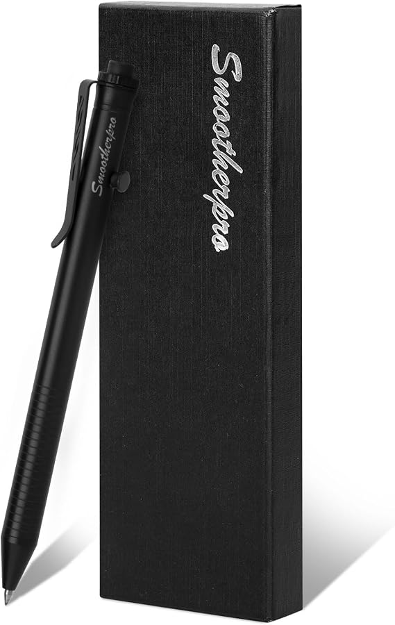 SMOOTHERPRO Stainless Steel Bolt Action Pen, Black