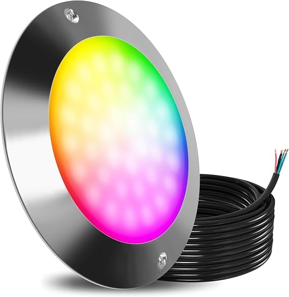 Goldlife P9-1 12V Pool Lights for Inground Pool 50ft Cord, 6Inch 30W 3000LM PC Corrosion-Resistant LED Underwater Pool Lights, IP68 Waterproof Multi-color Swimming Pool Light (NOT Included Controller)