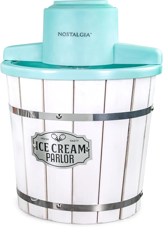Nostalgia Electric Ice Cream Maker Parlor Style, Old Fashioned Soft Serve Ice Cream Machine Makes Frozen Yogurt or Gelato in Minutes - Fun Kitchen Appliance White - 4 Quart