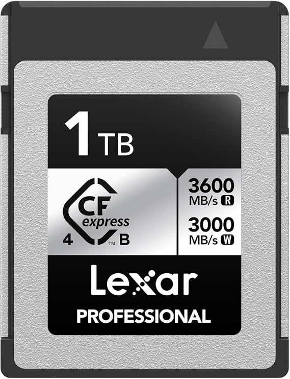 Lexar Professional CFexpress 4.0 Type B Silver Series, 1TB | Up to 3600MB/s Read, 2600MB/s Write, For 8K Raw Video, Compatible with DSLR, Backward Compatible with XQD Camera