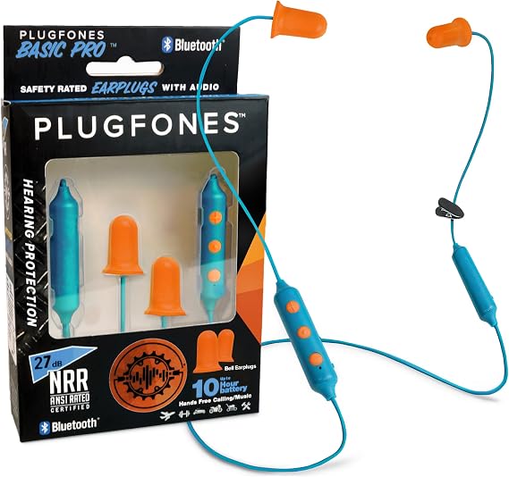 Plugfones Basic Pro Bluetooth Earplug Headphones for Work, OSHA Compliant