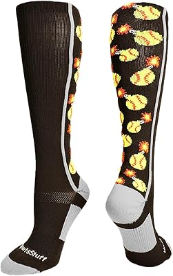 MadSportsStuff Softball Socks with Bombs - Softball Bombers Socks for Girls Women Youth Adult Over the Calf Gift Accessories