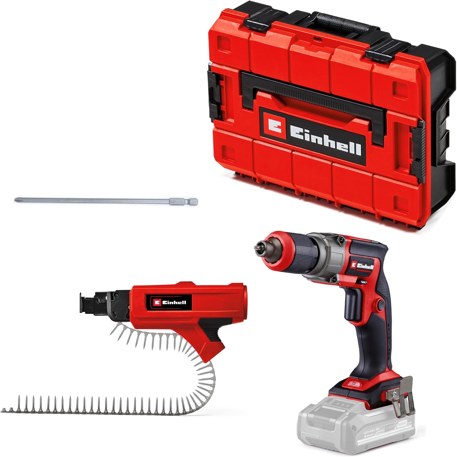 Einhell Professional Akülü Alçıpan Vidalama TP-DY 1832 Li BL-Solo Power X-Change 18 V, kömürsüz, sürekli çalışma, uç dahil, akü dahil değil