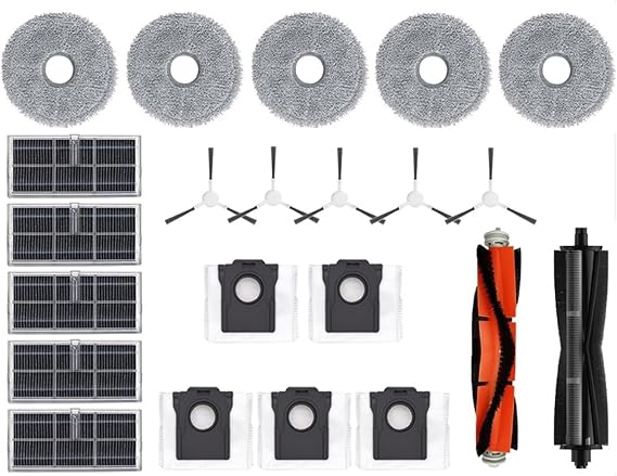 Roller Side Brush, Mop Cloth, Dust Bag, HEPA Filter, Compatible for Compatible for Dreame Master One/Master Pro, Robot Vacuum Cleaner Spare Parts Replacement(G)