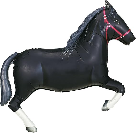 Burton & Burton Betallic Black Horse Shaped Jumbo Foil Balloon