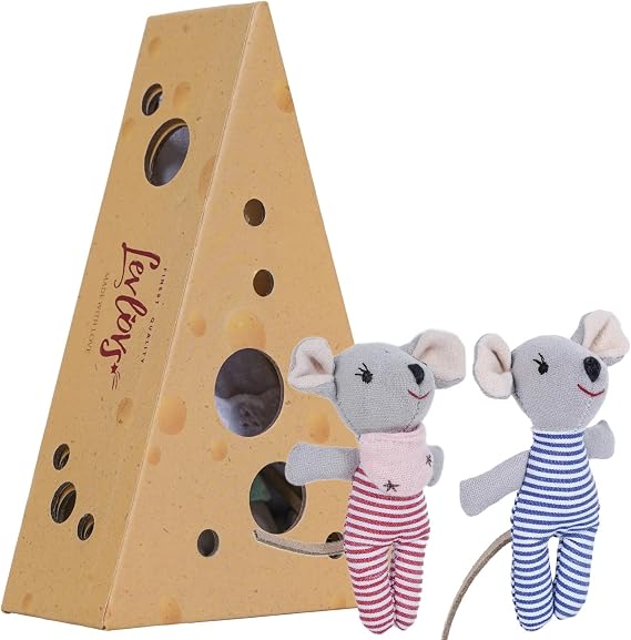 LEVLOVS Mouse in a Box Toy Baby Registry Gift (Twins)