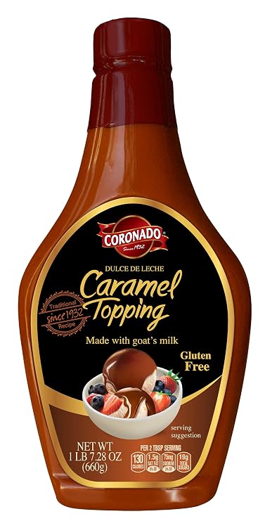 CORONADO Dulce de Leche Caramel Topping Sweet Cajeta Sauce/Spread with Real Goat Milk Squeezable Bottle, 23.3oz (Caramel)