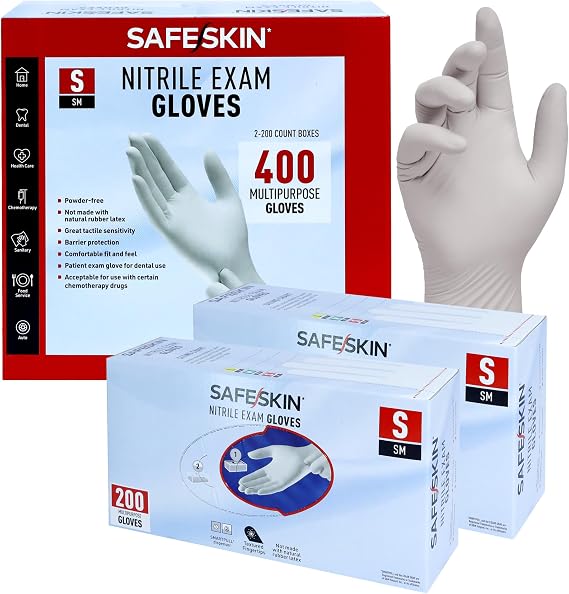 SAFESKIN Nitrile Exam Gloves Disposable - 3.5 Mil, Gray, Powder Free Gloves for Medical, Dental, Cleaning, Cooking